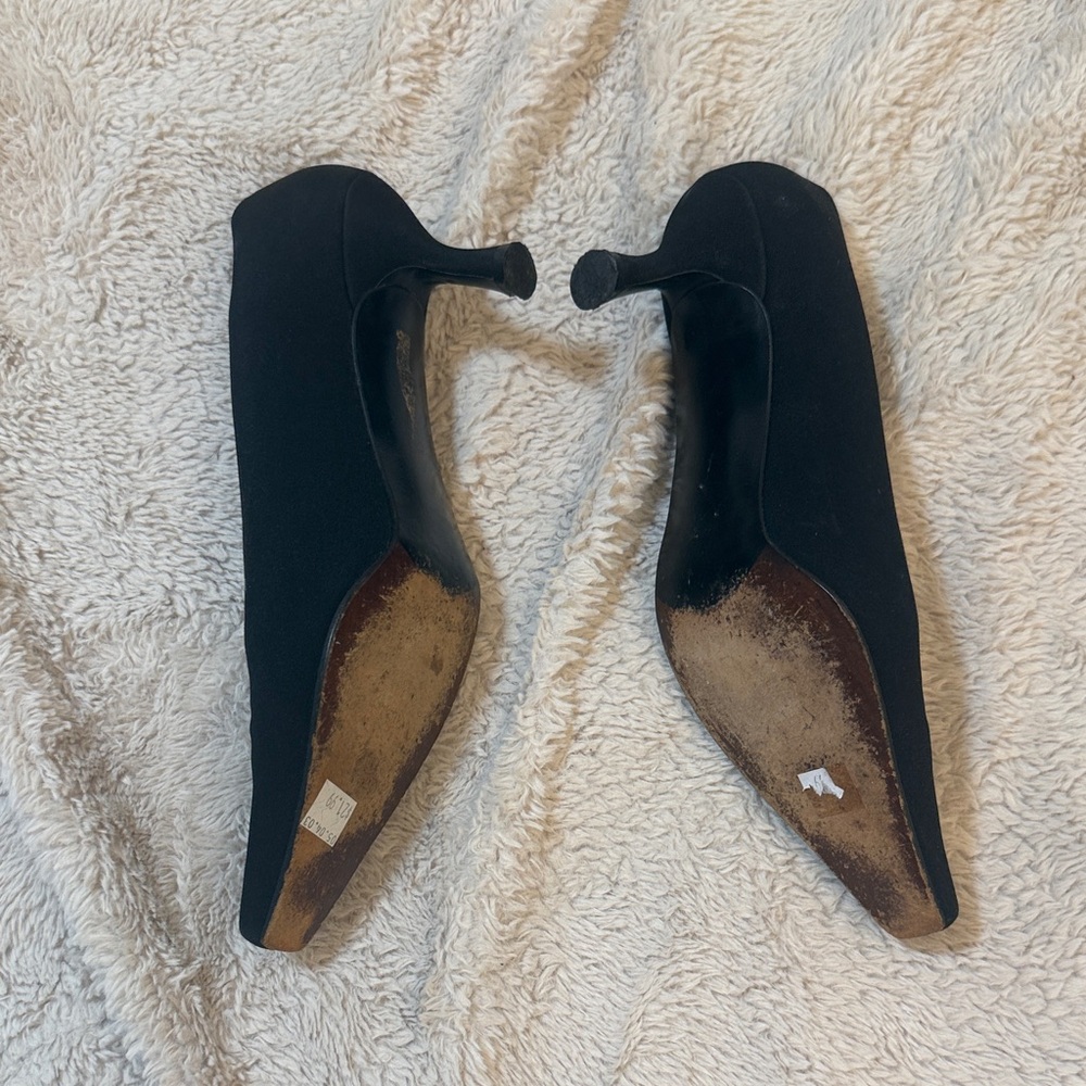 Stuart Weitzman Black Square Toe Heels - Picture 2 of 3
